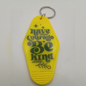 Motel Keychain Custom Retro Styled Yellow And Green Typography 'Be Kind' Keyring
